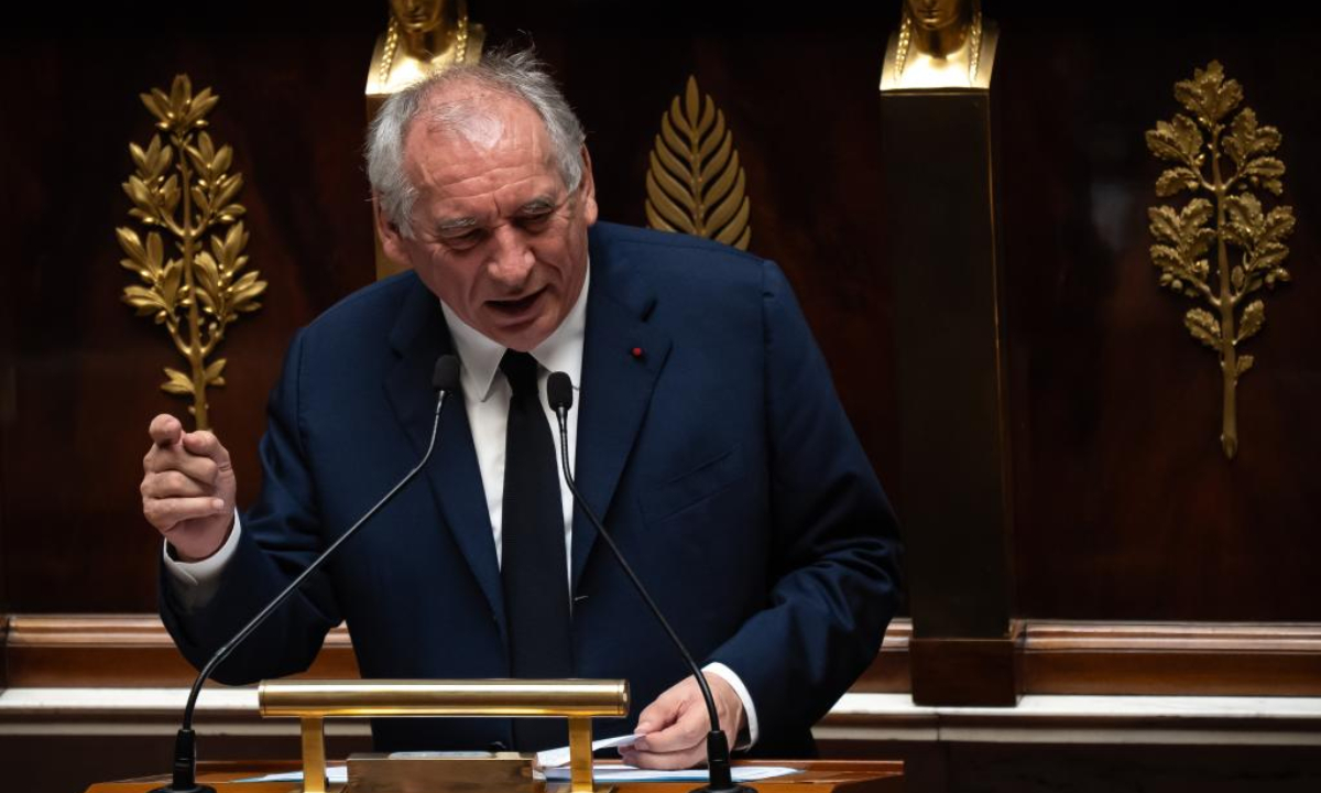 French Prime Minister Francois Bayrou delivers his general policy statement prior to a confidence vote over budget cut plan, in Paris, France, Sept. 8, 2025. French Prime Minister Francois Bayrou on Monday lost his confidence vote in the French National Assembly over his budget plan seeking to save 44 billion euros per year in government spending. (Photo by Aurelien Morissard/Xinhua)
