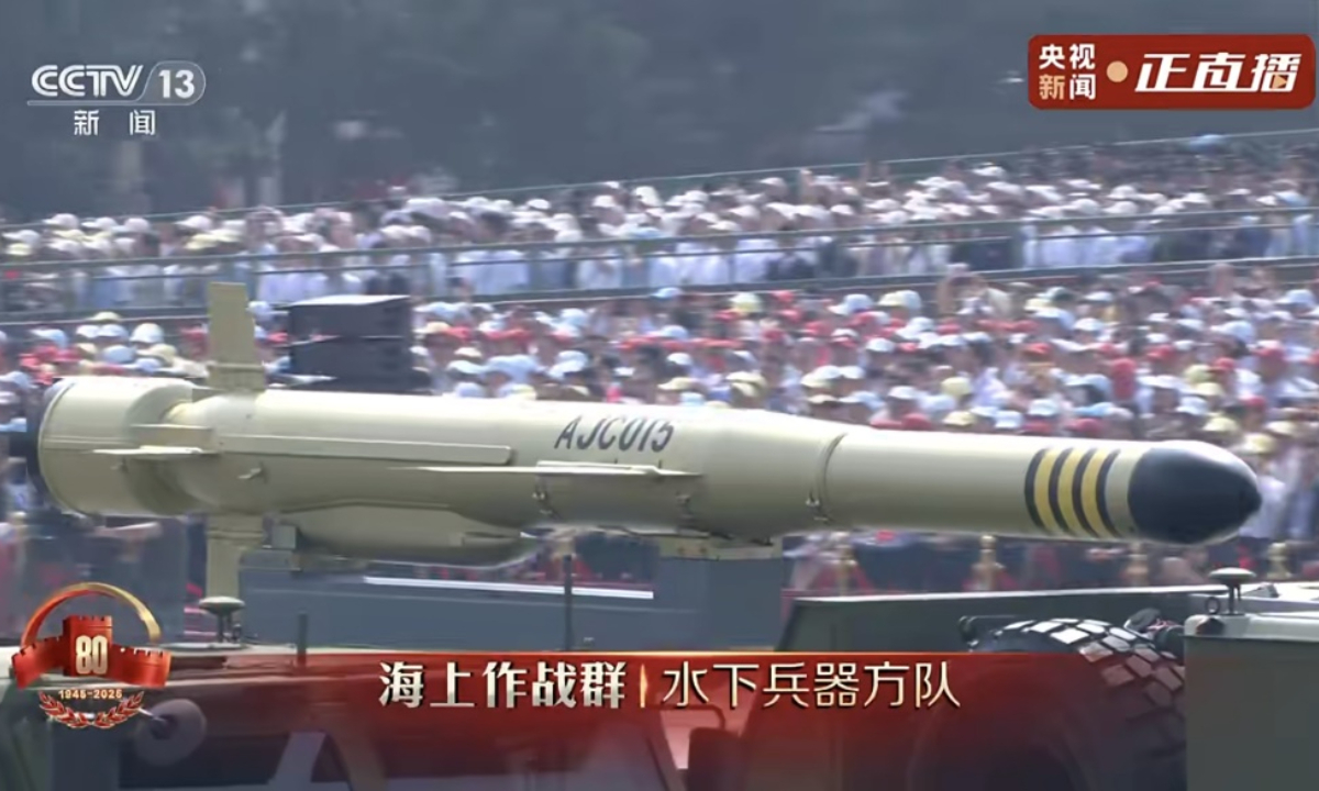 Multiple types of underwater equipment are reviewed at China's V-Day military parade on September 3, 2025. Photo: Screenshot from CCTV News