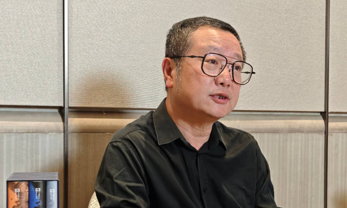 Liu Cixin speaks to journalists on September 18, 2025 in Chengdu, Southwest China’s Sichuan Province, ahead of the Galaxy Science Fiction Convention. Photo: Lu Wenao/GT