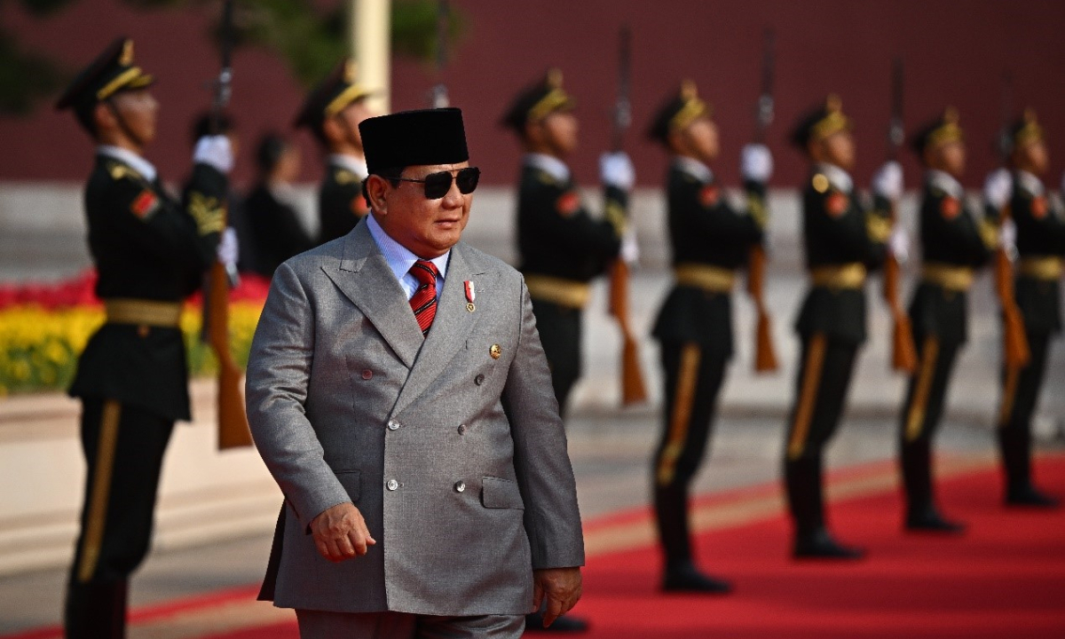 Indonesian President Prabowo Subianto arrives to attend V-Day commemorations in Beijing on September 3, 2025. Photo: VCG