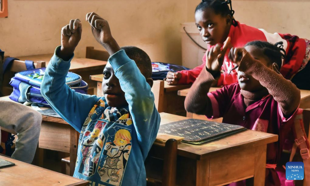Students attend a sign language class at a special school for hearing-impaired children in Yaounde, Cameroon, Sept. 22, 2025.

The International Day of Sign Languages is observed annually on Sept. 23. (Xinhua/Kepseu)