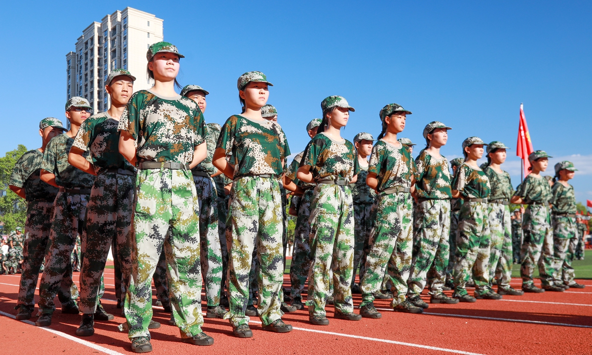 Fresh high school students from Jishui county, East China's Jiangxi Province, start military training on August 28, 2025. Through activities such as drill formations and national defense education, they are expected to forge their willpower, bolster physical fitness, and cultivate patriotic consciousness, thereby embracing their upcoming school journey. Photo: VCG