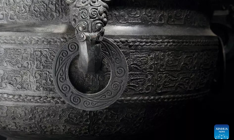 This file photo taken in 2015 shows a part of a lead-tin engraving artwork made by Ao Xinghua.