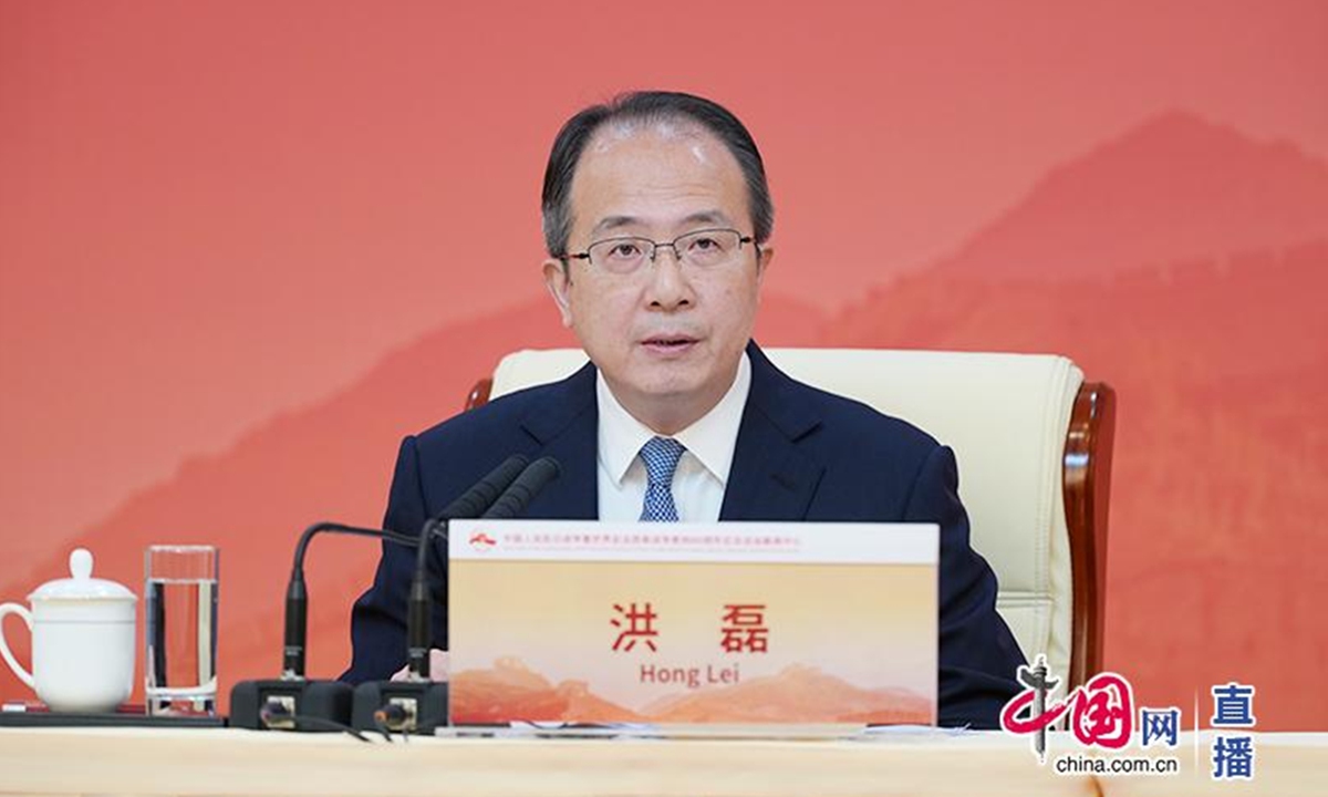 China's Assistant Foreign Minister Hong Lei speaks at a press conference on August 28, 2025, on the V-Day commemorations. Photo: china.com.cn