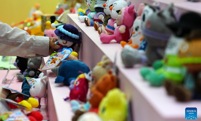 This photo taken on Aug. 28, 2025 shows toys exhibited at the International Tokyo Toy Show 2025 in Tokyo, Japan. The toy show kicked off here on Thursday, attracting 210 exhibitors with around 35,000 items on display. Photo: Xinhua