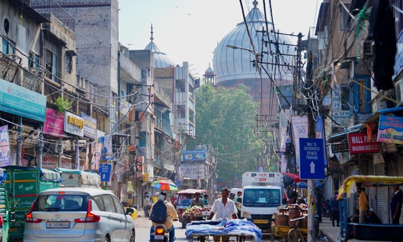 This photo taken on Aug. 21, 2025 shows a street view in New Delhi, India. India boasts a diverse and rich culture, attracting global attention with its historical heritage, Bollywood film industry, yoga culture, and more. Photo: Xinhua