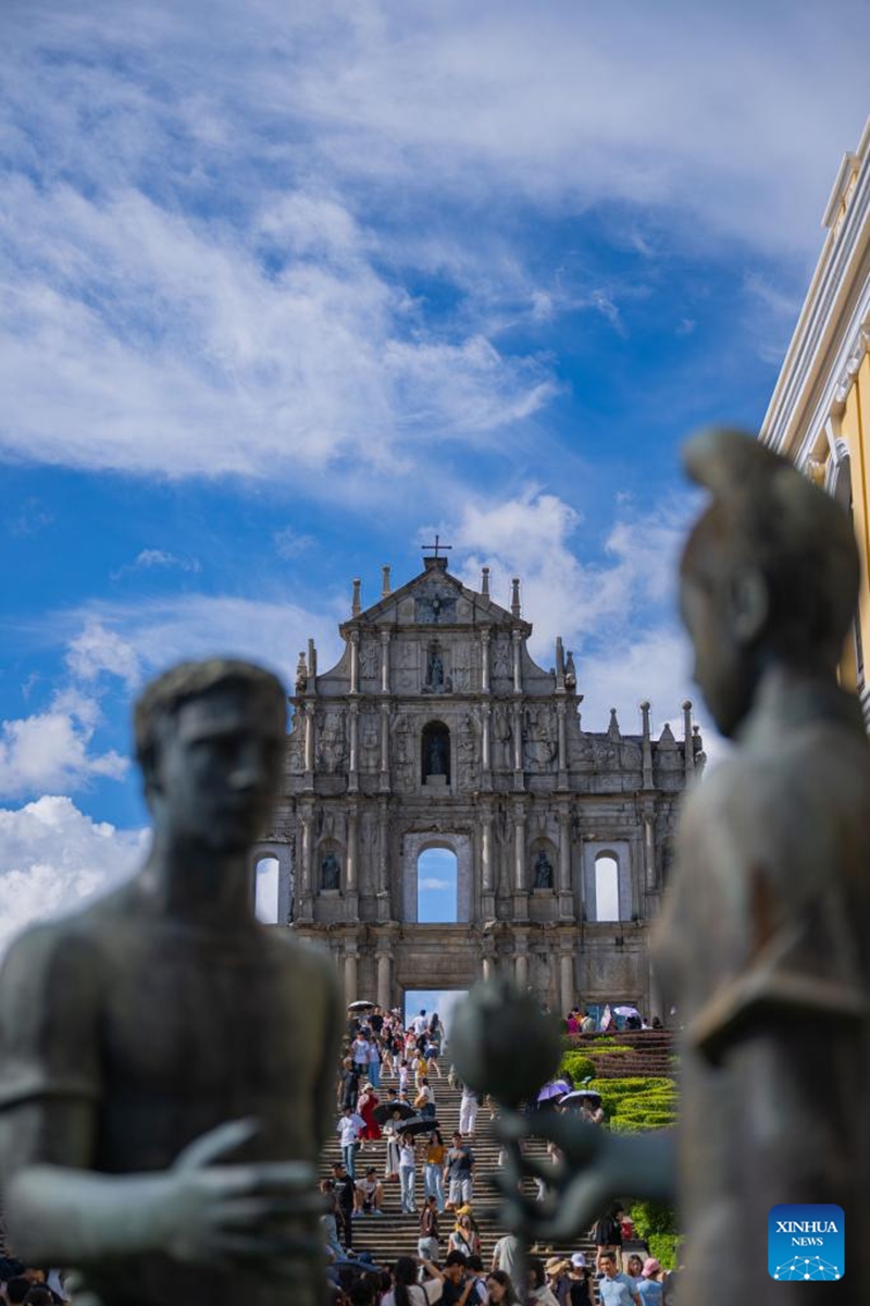 Tourists visit the Ruins of St. Paul's in south China's Macao, Aug. 21, 2025. Photo: Xinhua