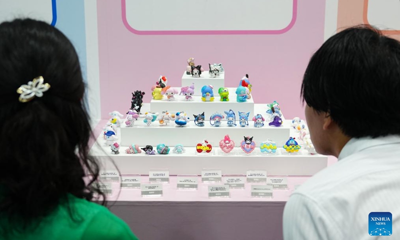 Visitors look at toys exhibited at the International Tokyo Toy Show 2025 in Tokyo, Japan, Aug. 28, 2025. The toy show kicked off here on Thursday, attracting 210 exhibitors with around 35,000 items on display. Photo: Xinhua