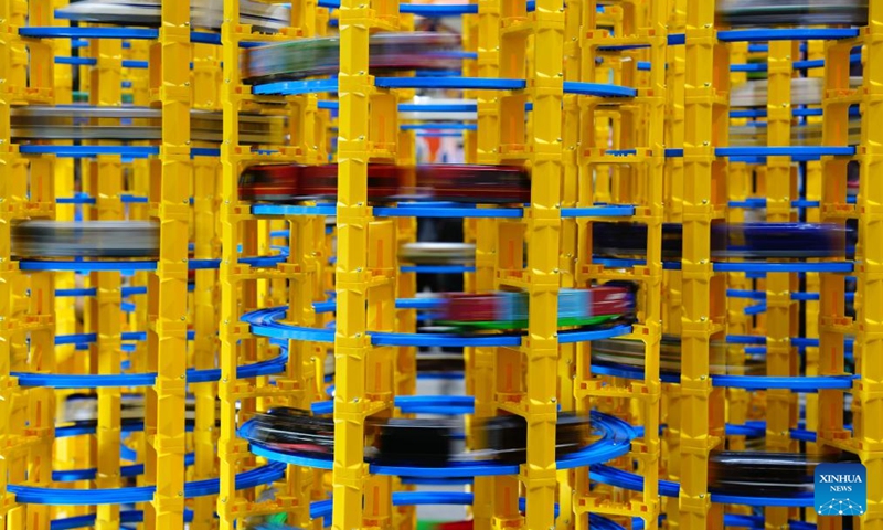 This photo taken on Aug. 28, 2025 shows toy trains exhibited at the International Tokyo Toy Show 2025 in Tokyo, Japan. The toy show kicked off here on Thursday, attracting 210 exhibitors with around 35,000 items on display. Photo: Xinhua