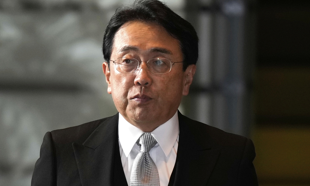 Ryosei Akazawa, newly appointed Minister in charge of Economic Revitalization, arrives at the prime minister's office in Tokyo, on Oct. 1, 2024. Photo: VCG