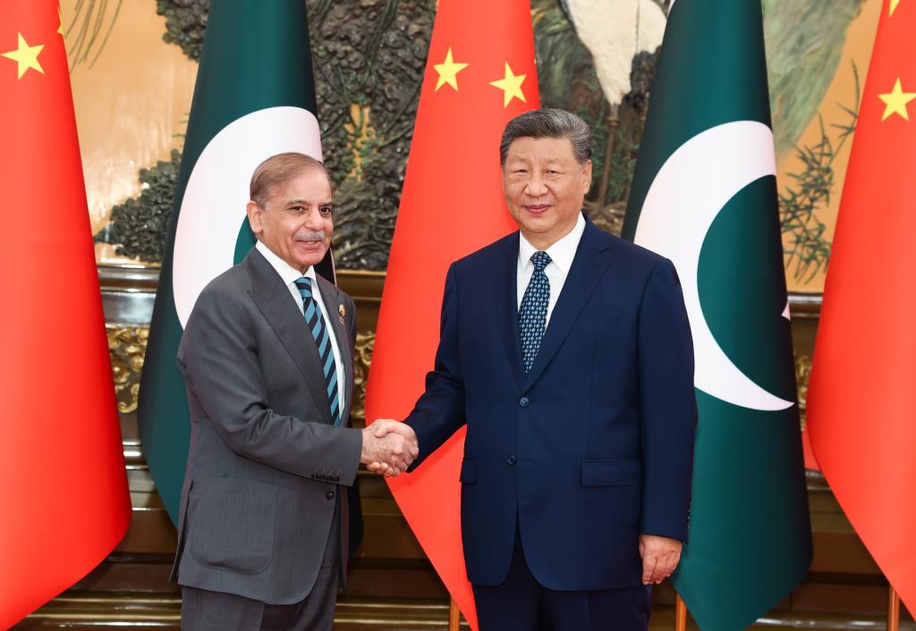 Chinese President Xi Jinping meets with Pakistani Prime Minister Shehbaz Sharif at the Great Hall of the People in Beijing, capital of China, Sept. 2, 2025. Sharif is in China for the Shanghai Cooperation Organization Summit 2025, as well as commemorations marking the 80th anniversary of the victory in the Chinese People's War of Resistance against Japanese Aggression and the World Anti-Fascist War. (Xinhua/Huang Jingwen)
