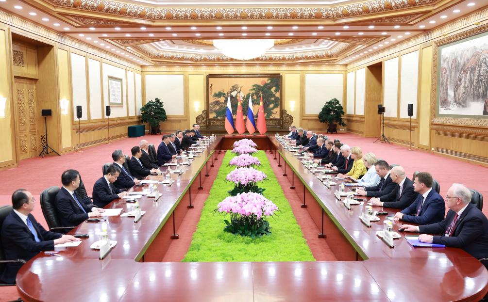 Chinese President Xi Jinping holds talks with Russian President Vladimir Putin at the Great Hall of the People in Beijing, capital of China, Sept. 2, 2025. Putin is in China for the Shanghai Cooperation Organization Summit 2025, as well as commemorations marking the 80th anniversary of the victory in the Chinese People's War of Resistance against Japanese Aggression and the World Anti-Fascist War. (Xinhua/Ding Haitao)