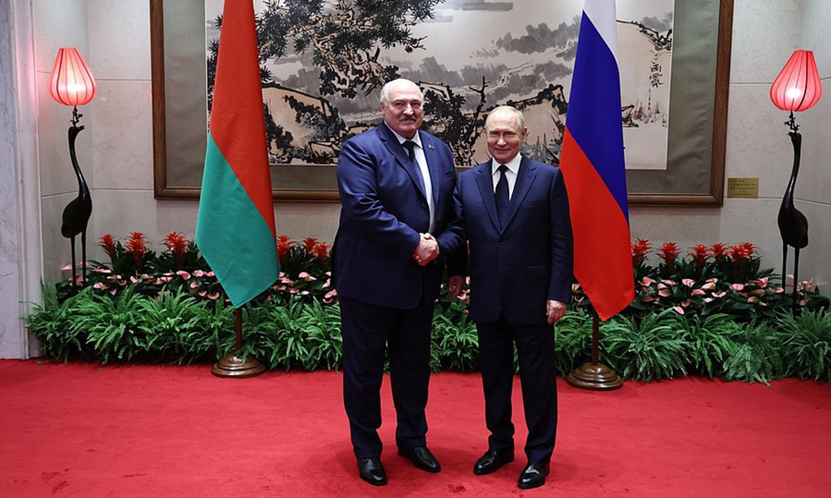 Russian President Vladimir Putin in meeting with President of Belarus Alexander Lukashenko in Beijing on Sep. 2 Photo: Kremlin