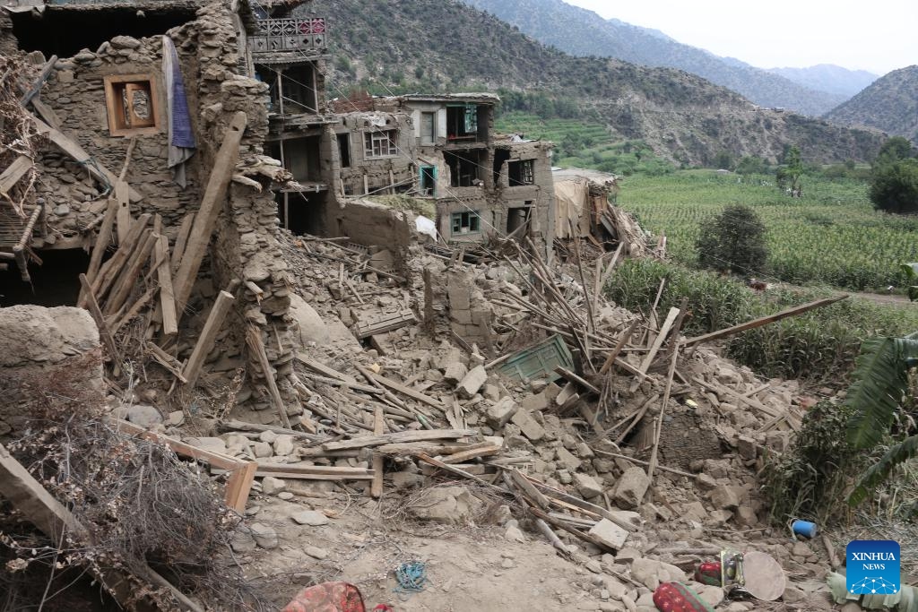 This photo taken on Sept. 1, 2025 shows a view of the earthquake-hit area in Nurgal district of Kunar province, Afghanistan. The death toll from the powerful earthquake that struck eastern Afghanistan has climbed to 1,124, with 3,251 others injured, according to the Afghan Red Crescent Society on Tuesday. (Photo: Xinhua)
