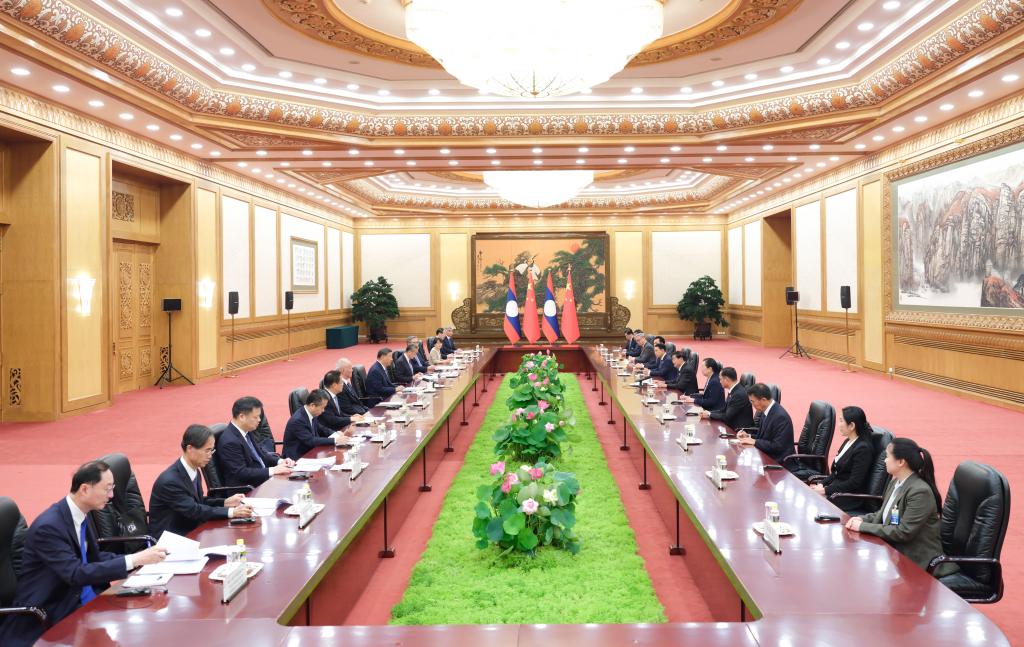 Xi Jinping, general secretary of the Communist Party of China Central Committee and Chinese president, meets with Thongloun Sisoulith, general secretary of the Lao People's Revolutionary Party Central Committee and Lao president, at the Great Hall of the People in Beijing, capital of China, Sept. 4, 2025. Thongloun is in China for the Shanghai Cooperation Organization Summit 2025, commemorations marking the 80th anniversary of the victory in the Chinese People's War of Resistance against Japanese Aggression and the World Anti-Fascist War, and a working visit. (Xinhua/Ding Lin)