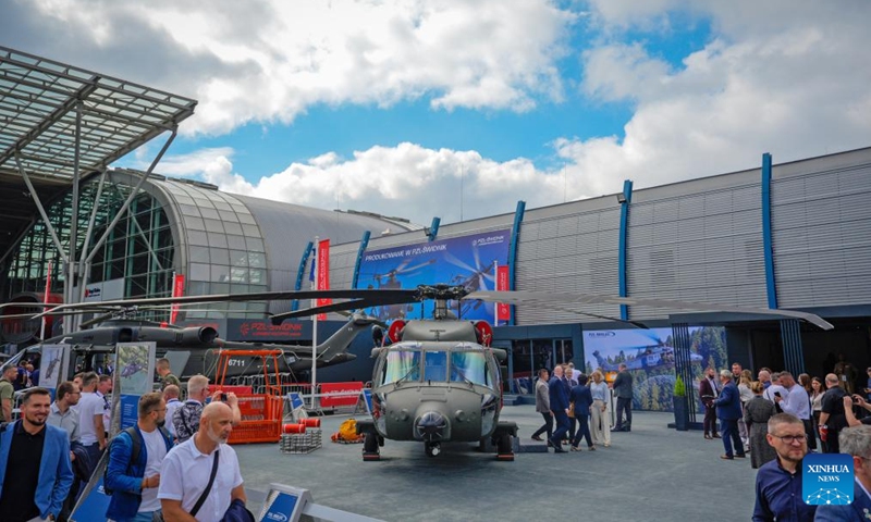 People visit the 33rd International Defence Industry Exhibition in Kielce, Poland on Sept. 3, 2025. The event runs from Tuesday to Friday, showcasing new achievements in military equipment development as well as cutting-edge technologies and systems for logistics, security and rescue. (Photo: Xinhua)