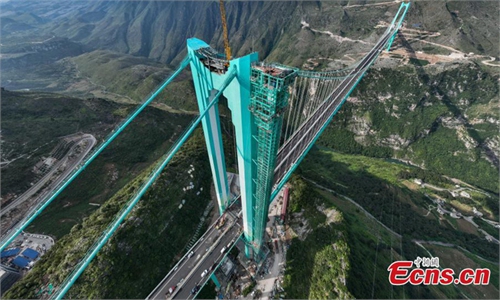 World's highest bridge set to open in SW China in September - Global Times