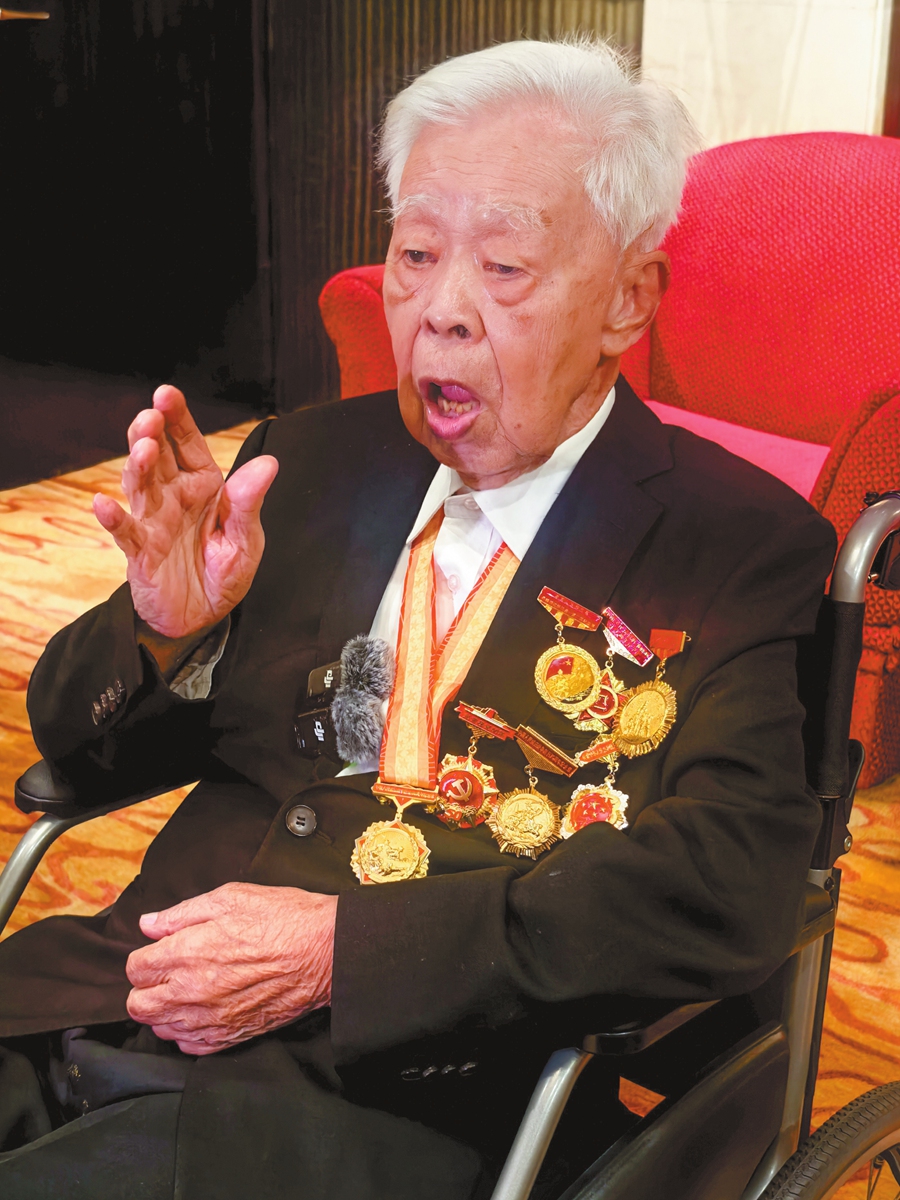 The 95-year-old veteran Luo Jinghui of the Chinese People's War of Resistance Against Japanese Aggression and the World Anti-Fascist War Photo: Cao Siqi/GT