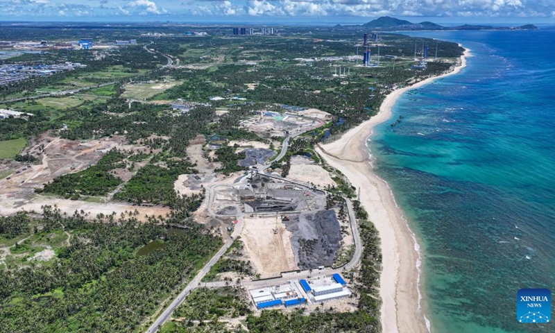 An aerial drone photo taken on Sept. 5, 2025 shows the construction site of the second phase of the Hainan commercial spacecraft launch site in Wenchang, south China's Hainan Province. The second phase of Hainan commercial spacecraft launch site, China's first commercial spacecraft launch site, is located on the coast of suburban Wenchang City. (Photo: Xinhua)