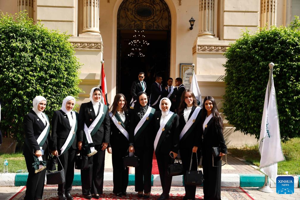 Female judges pose for a group photo at the State Council in Giza, Egypt, on Sept. 7, 2025. Egypt has appointed 48 female judges to its State Council for the first time through an entry-level pathway, a move that underscores the country's efforts to advance women's empowerment and judicial reform. (Photo: Xinhua)