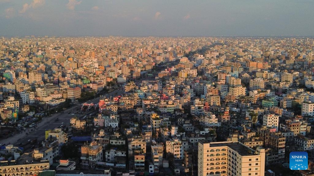 An aerial drone photo taken on Sept. 5, 2025 shows a city view of Dhaka, Bangladesh. (Photo: Xinhua)