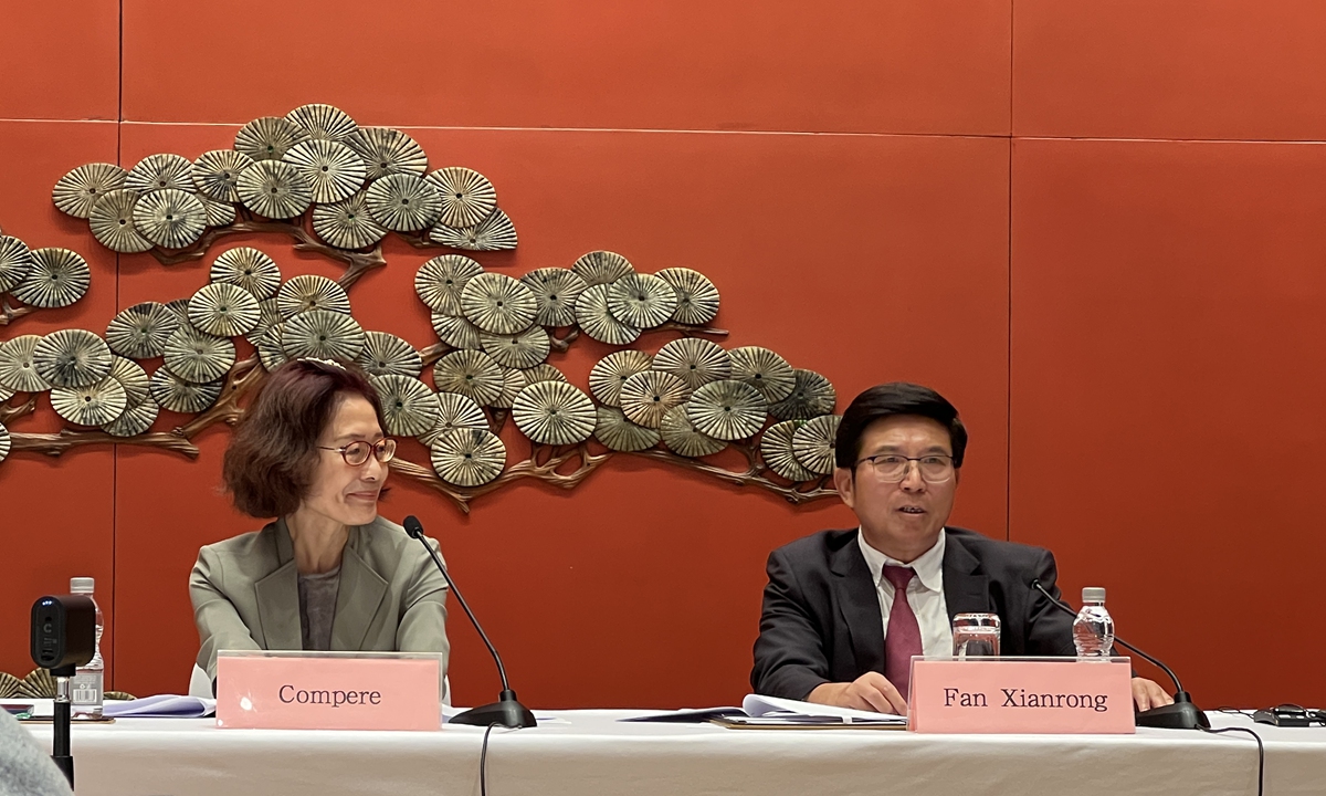 Ambassador Fan Xianrong, China's National Coordinator for the SCO, briefs media on the outcomes of the Shanghai Cooperation Organization Tianjin summit in Beijing on September 8, 2025. Photo: GT staff reporter