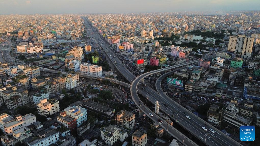 An aerial drone photo taken on Sept. 5, 2025 shows a city view of Dhaka, Bangladesh. (Photo: Xinhua)