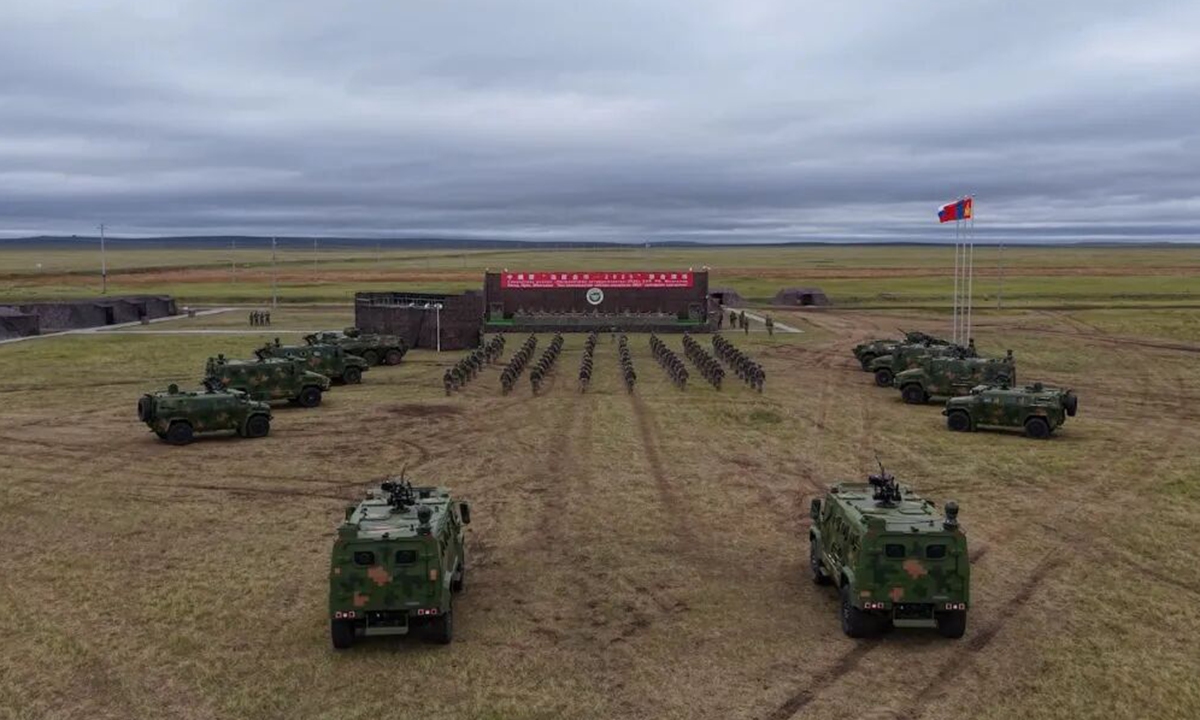 Troops from China, Russia, and Mongolia conducted the Border Defense Cooperation-2025 joint exercise in a border region of the three countries from September 8 to 9. Photo: Zhongguo Junhao 