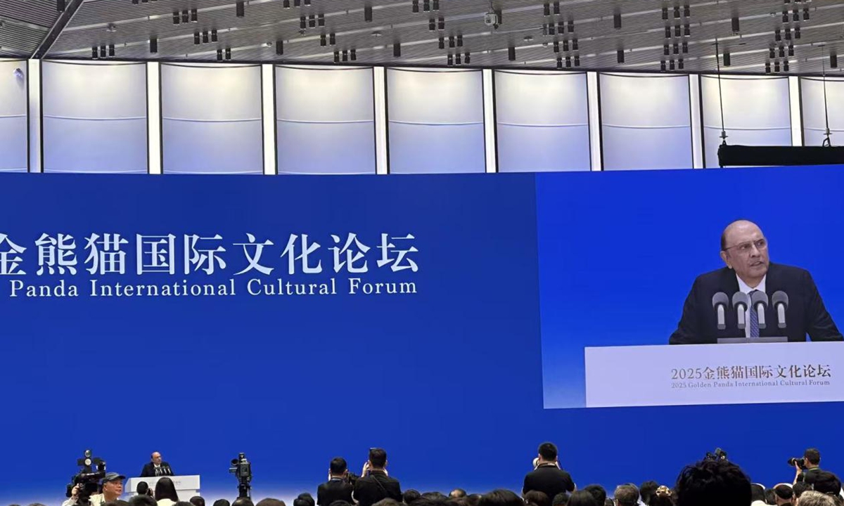 Asif Ali Zardari, President of the Islamic Republic of Pakistan, delivers a speech at the forum. Photo: Ji Yuqiao/GT