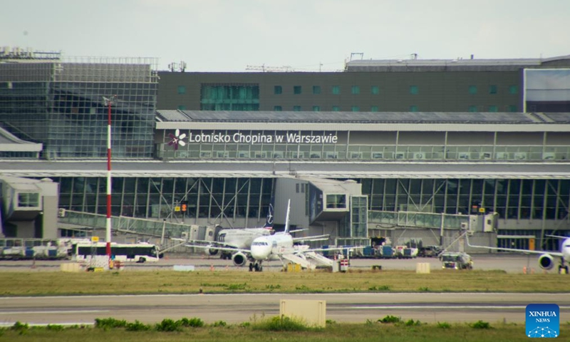 This photo taken on Sept. 12, 2025 shows the terminal building of Warsaw Chopin Airport in Warsaw, Poland. The airport authorities announced Friday that the airport handled 2.5 million passengers in August. (Photo: Xinhua)