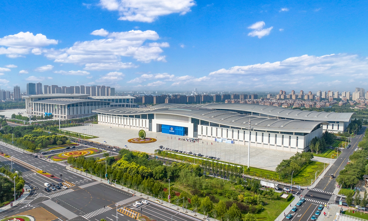 An exterior view of the main venue of the Shanghai Cooperation Organization Summit 2025 in North China's Tianjin. Photo: VCG