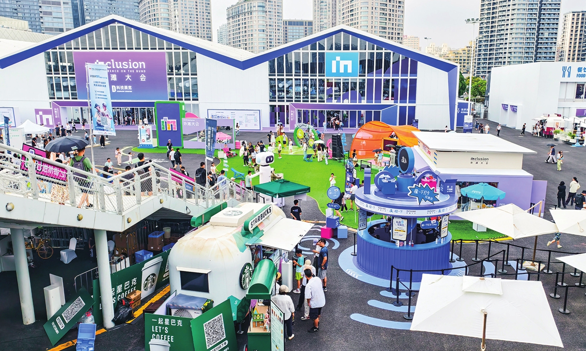 People explore the 2025 Inclusion Conference on the Bund in Shanghai on September 13, 2025. 
Photo: VCG