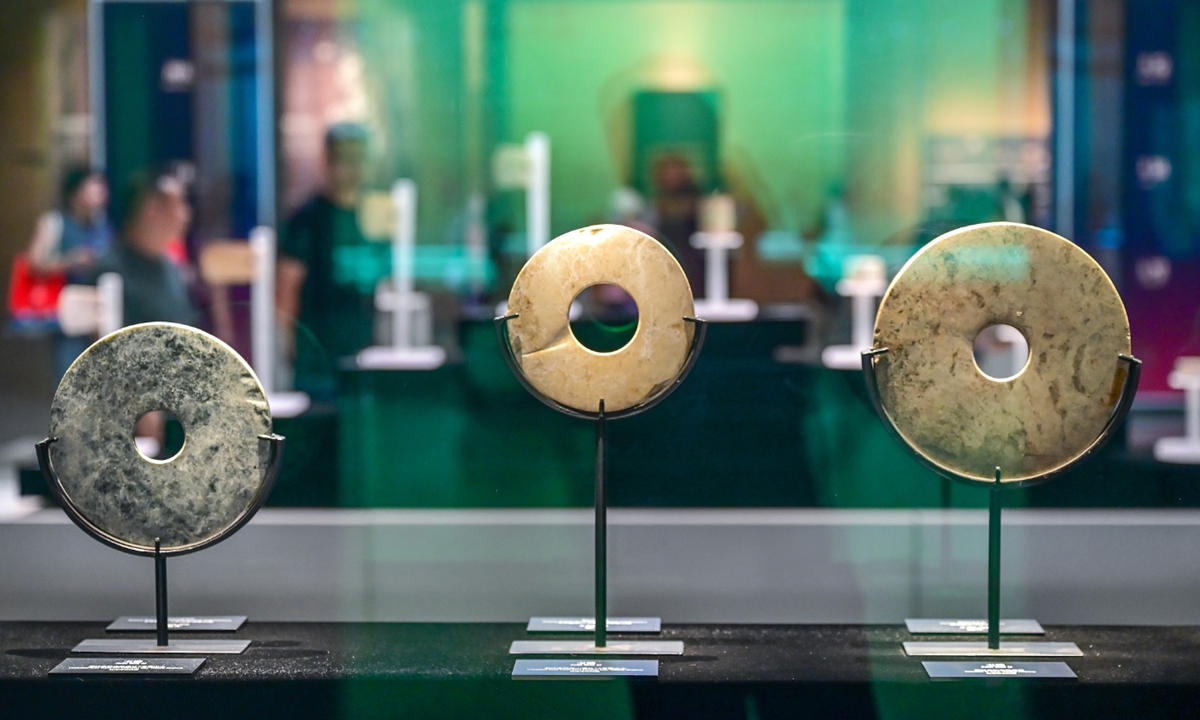 Jade objects on display at the Liangzhu Museum in Hangzhou, Zhejiang Province Photo: VCG