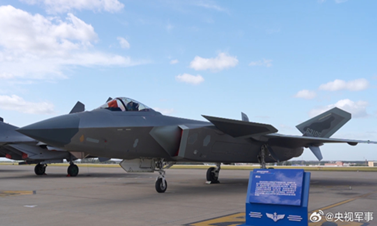 A J-20 stealth fighter jet arrives in Changchun, Northeast China's Jilin Province on September 16, 2025 for the Chinese People's Liberation Army (PLA) Air Force's aviation open-day activities from September 19 to 23. Photo: Screenshot from Weibo account of the military channel of China Central Television