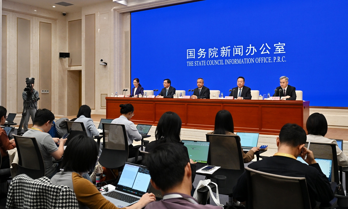 The State Council Information Office (SCIO) holds a press conference to release the white paper titled CPC Guidelines for Governing Xinjiang in the New Era: Practice and Achievements in Beijing, September. 19, 2025. Photo: cnsphoto