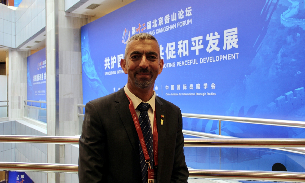 Alaa Abu-Rukun, a visiting professor with the Haifa University and the former military secretary to the Israeli president attends the 12th Beijing Xiangshan Forum. Photo: Wang Qi/GT