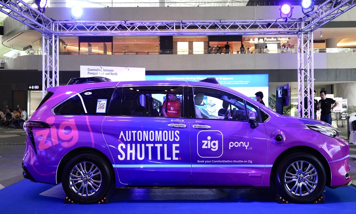 Pony.ai displays its autonomous vehicle in Singapore on September 20, 2025. Photo: Courtesy of Pony.ai