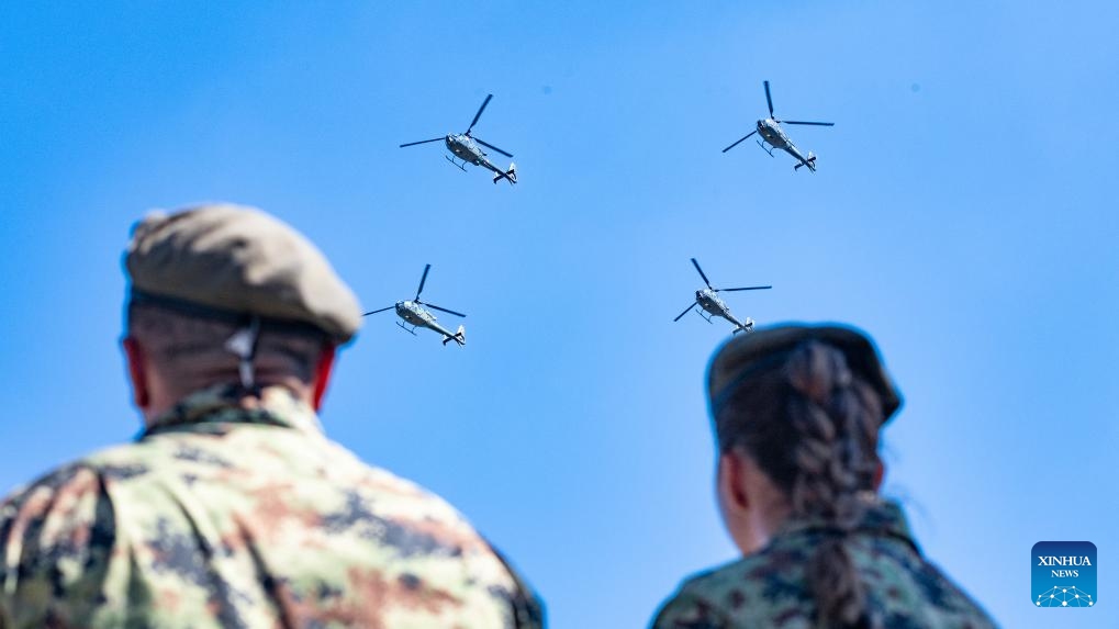 A military parade marking the Day of Serbian Unity, Freedom and the National Flag is held in Belgrade, Serbia, Sept. 20, 2025. Serbia showcased its military strength on Saturday with the Power of Unity parade held in front of the Palace of Serbia, marking the Day of Serbian Unity, Freedom and the National Flag. According to the Ministry of Defence, the parade brought together about 10,000 personnel and featured some 2,500 pieces of weaponry and equipment, including more than 600 vehicles, 70 aircraft and 20 vessels. (Photo: Xinhua)