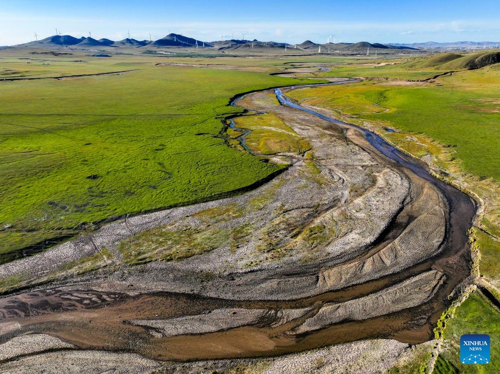 A drone photo taken on Sept. 19, 2025 shows a view of the grassland in Jarud Banner of Tongliao City, north China's Inner Mongolia Autonomous Region. (Photo: Xinhua)