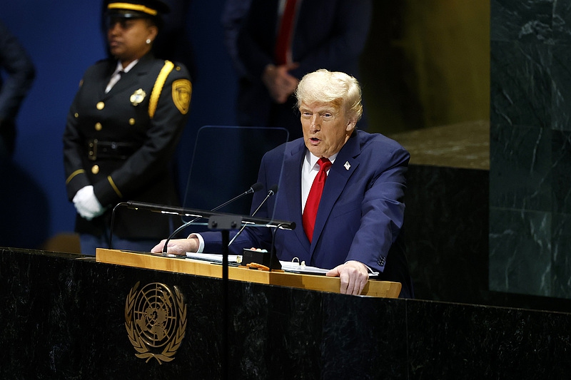 US President Donald Trump addresses the 80th session of the United Nations General Assembly, Tuesday, September 23, 2025, at UN headquarters.