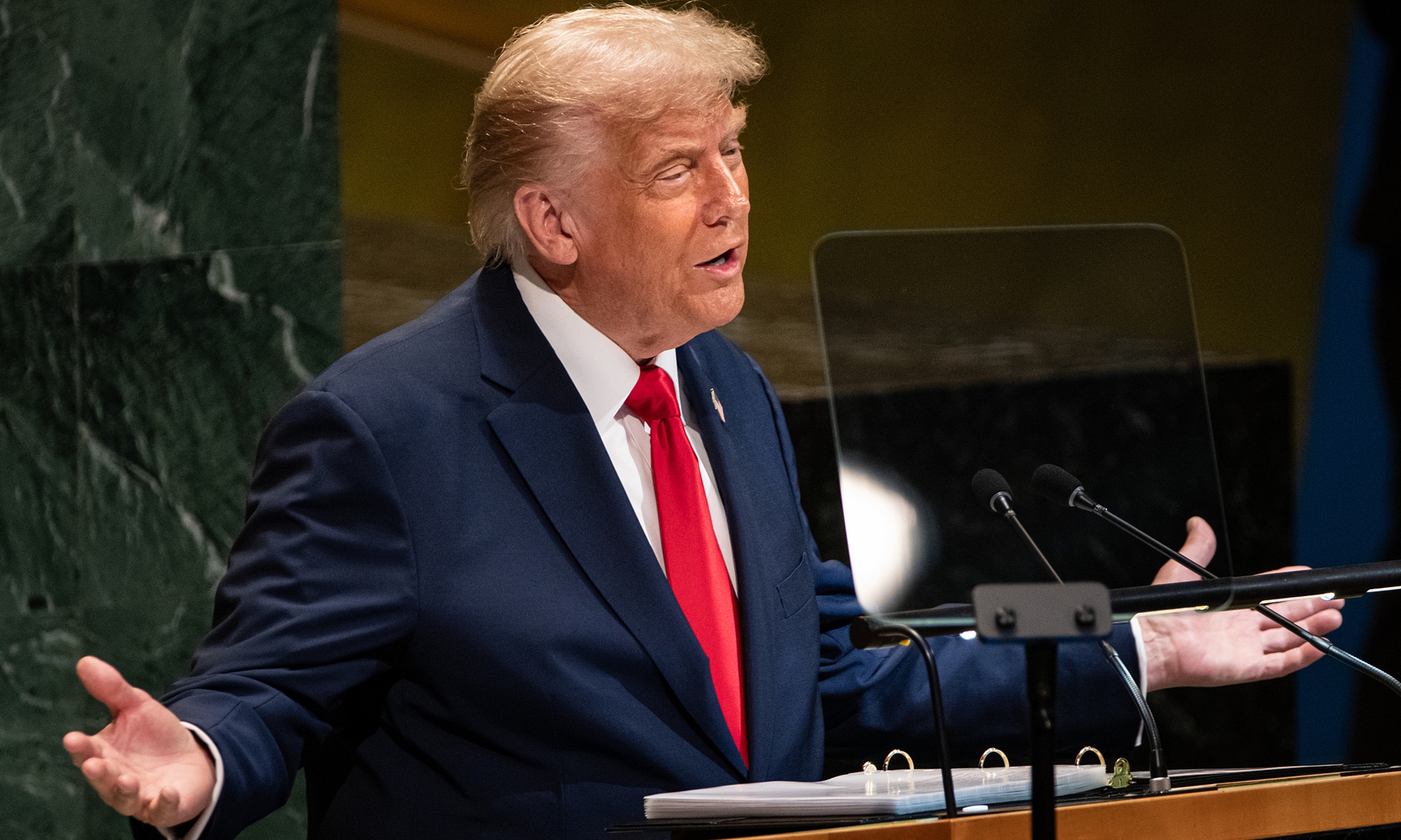 US President Donald Trump addresses the 80th session of the United Nations General Assembly, Tuesday, September 23, 2025, at UN headquarters.Photo:VCG