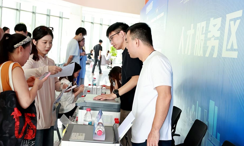 People attend a job fair on September 26, 2025, in Sanya, South China's Hainan Province. Photo: VCG