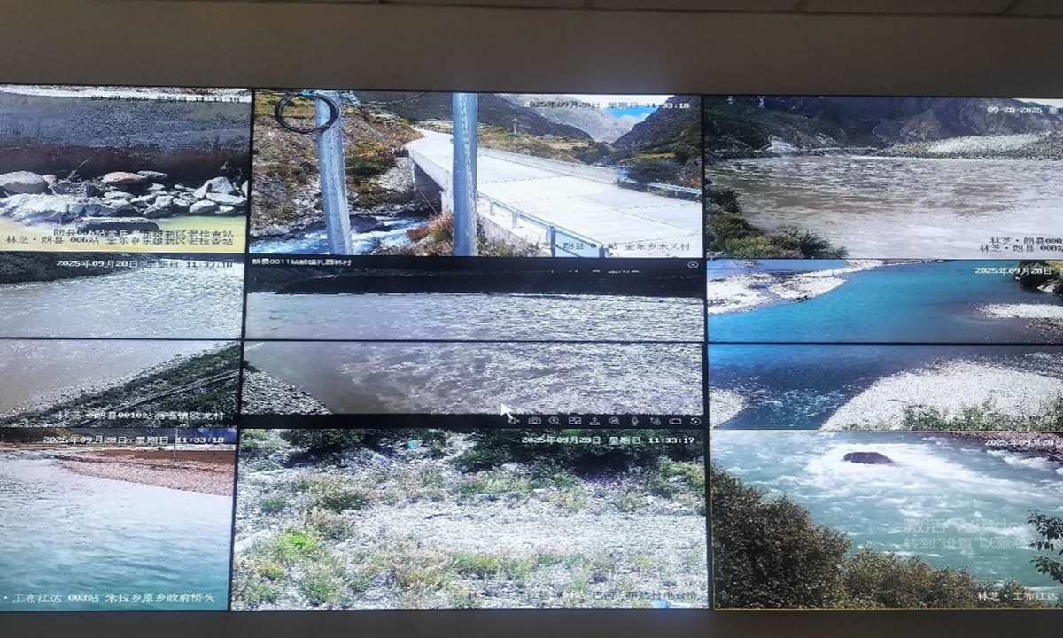 The monitoring system of Yarlung Zangbo River and Nyang River in Nyingchi, Southwest China's Xizang Autonomous Region Photo: Courtesy of Nyingchi water resources bureau