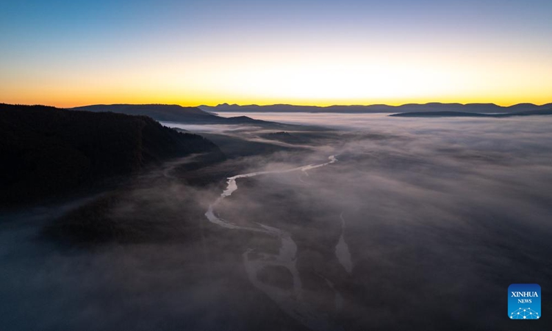 An aerial drone photo taken on Sept. 29, 2025 shows a view of the Arxan National Forest Park in Arxan of Hinggan League, north China's Inner Mongolia Autonomous Region. Photo: Xinhua