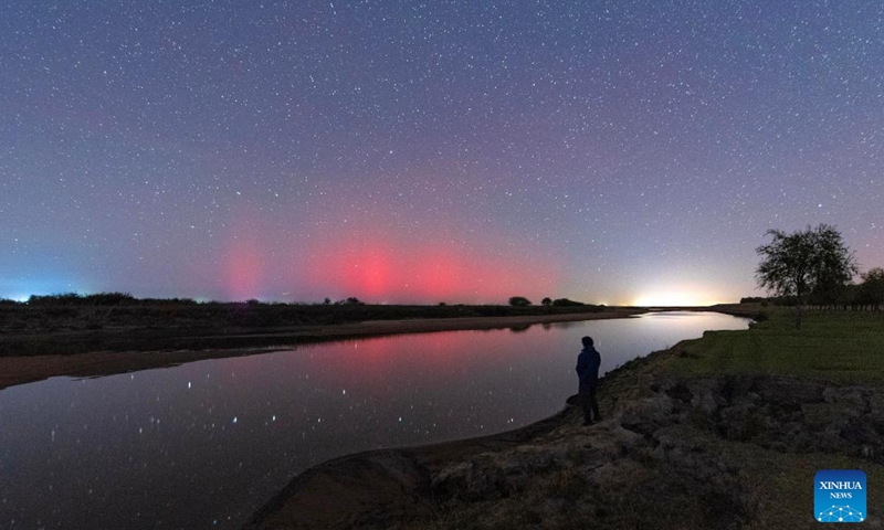 This photo taken on Sept. 29, 2025 shows a view of the aurora in Jiamusi City, northeast China's Heilongjiang Province. (Photo by Qu Yubao/Xinhua)

