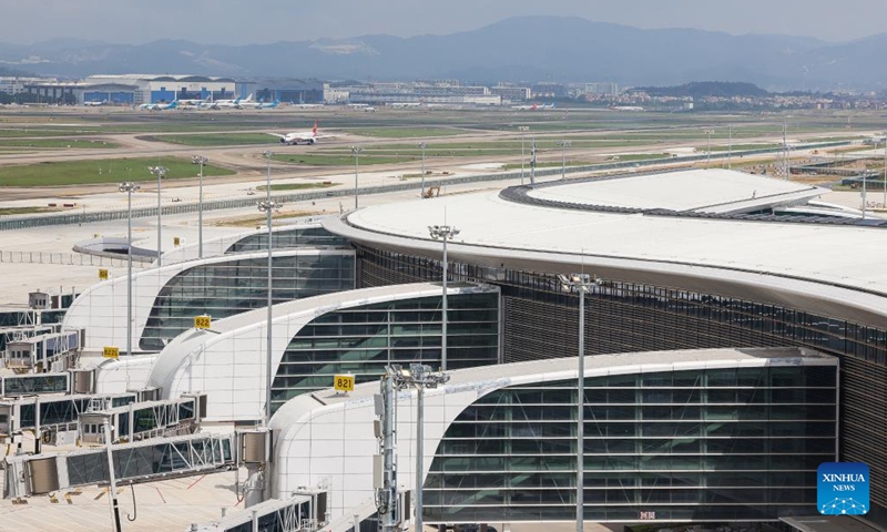This photo taken at the highest observation platform in the T3 Terminal of Guangzhou Baiyun International Airport shows a view of the airport in Guangzhou, south China's Guangdong Province, Sept. 29, 2025. Photo: Xinhua