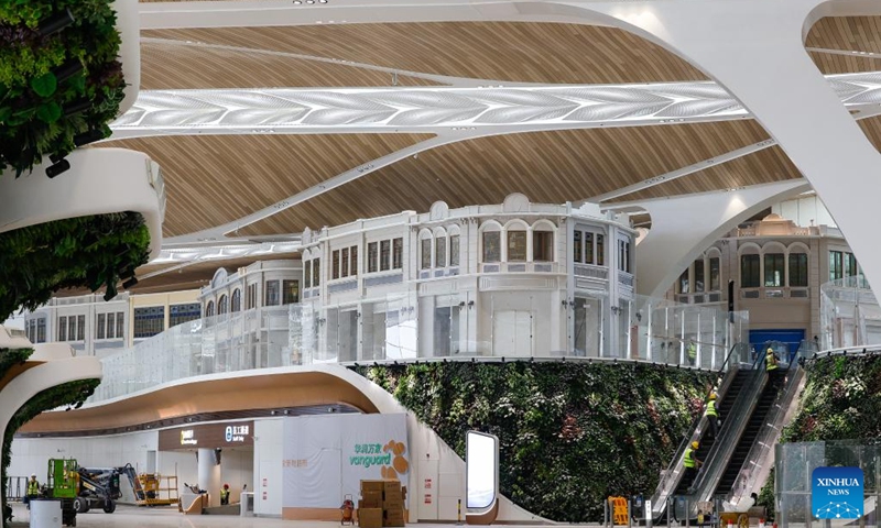 A commercial area of the T3 Terminal of Guangzhou Baiyun International Airport in Qilou style, a local characteristic architectural style, is pictured in Guangzhou, south China's Guangdong Province, Sept. 29, 2025. Photo: Xinhua