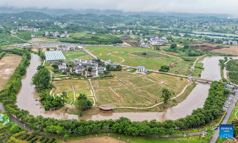 An aerial drone photo taken on Sept. 29, 2025 shows the view of Jiangjun Village, Bishan District, southwest China's Chongqing Municipality. Photo: Xinhua