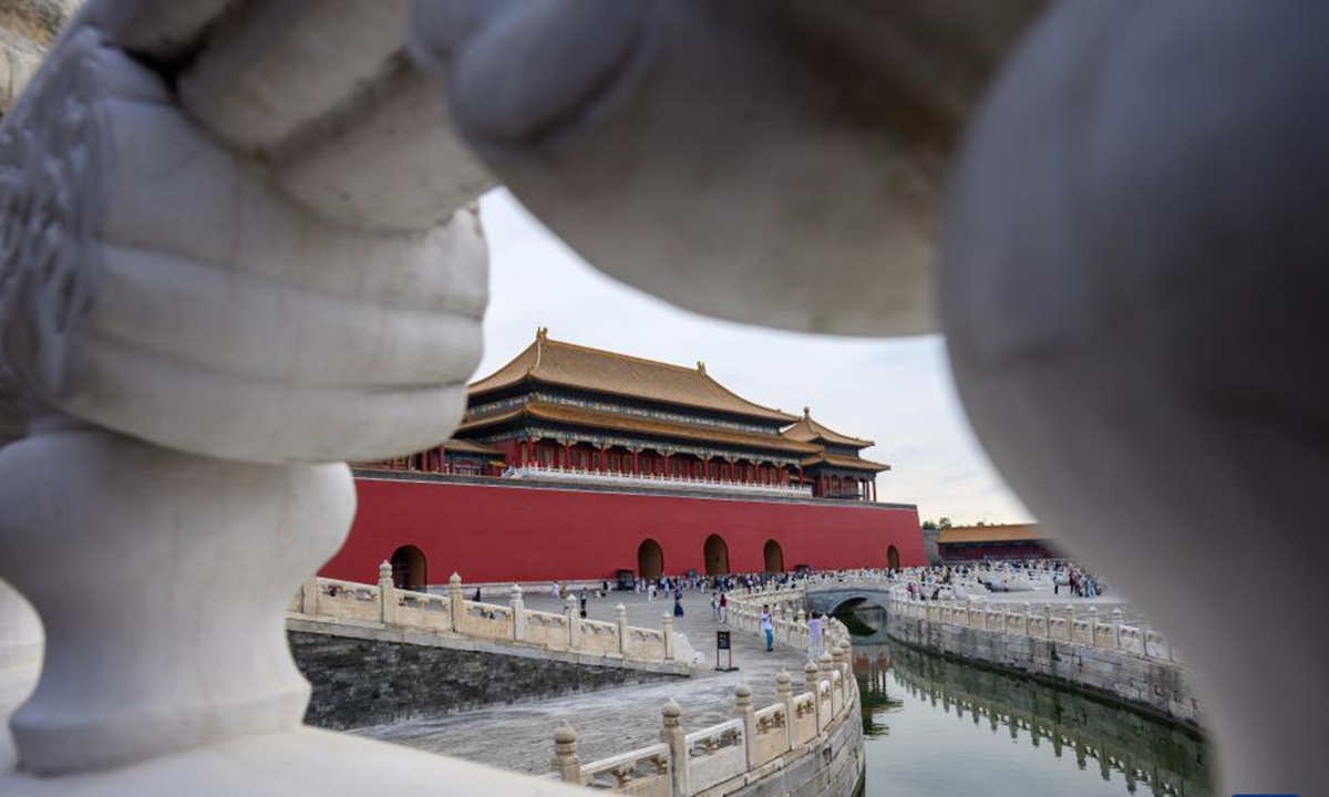This photo taken on Oct. 3, 2025 shows the Meridian Gate of the Palace Museum in Beijing, capital of China. This year marks the 100th anniversary of the founding of China's Palace Museum, also known as the Forbidden City.(Xinhua/Jin Liangkuai)