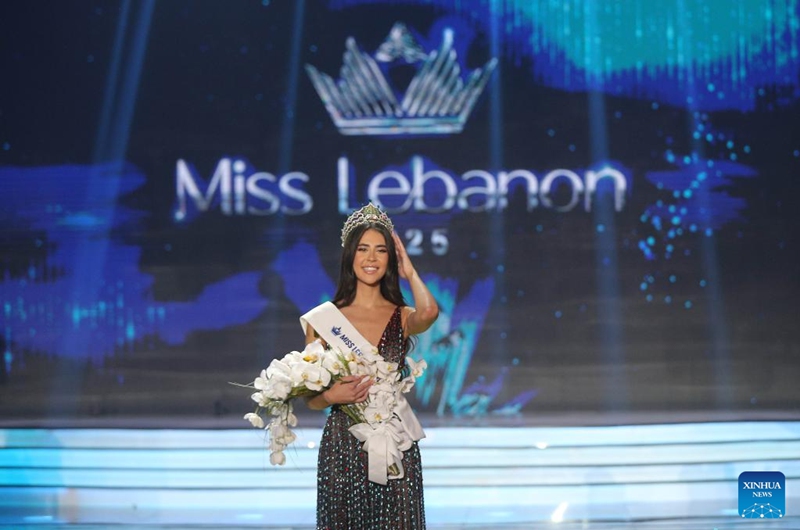 Perla Harb is crowned Miss Lebanon 2025 in Beirut, Lebanon, on Oct. 4, 2025. Miss Lebanon is Lebanon's national beauty pageant. This year, Lebanon crowned 22-year-old Perla Harb as its beauty queen for the year 2025 during a ceremony held on Saturday evening. (Photo by Bilal Jawich/Xinhua)